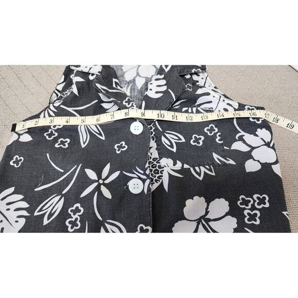 India Garment New York Floral Black and White Sleeveles Tie Crop Top W SZ Med - Picture 6 of 9